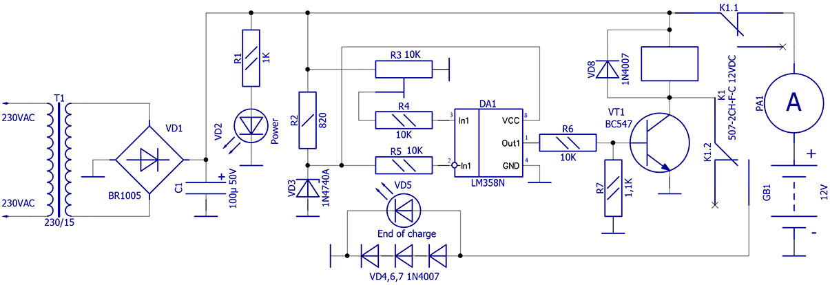 Устройство зарядное схема электрическая