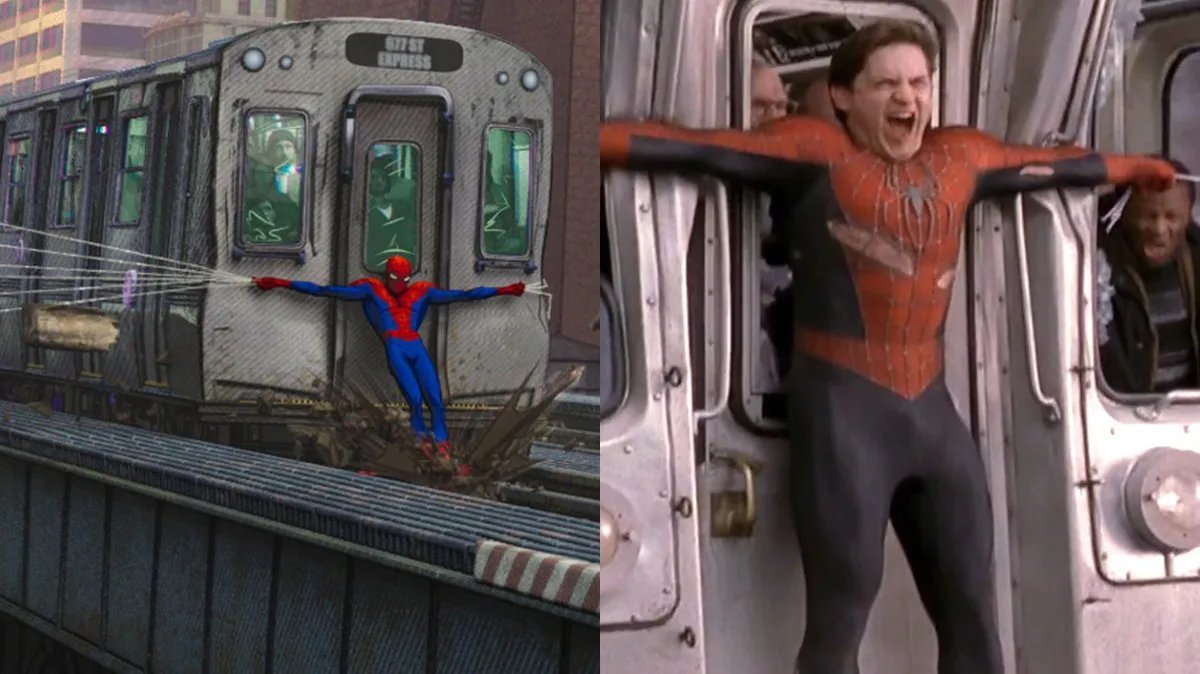 Spider man the train couldn t stop. Питер Паркер Тоби Магуайр поезд. Человек паук 2 Тоби Магуайр поезд. Тоби Магуайр поезд. Человек-паук Тоби Магуайр останавливает поезд.