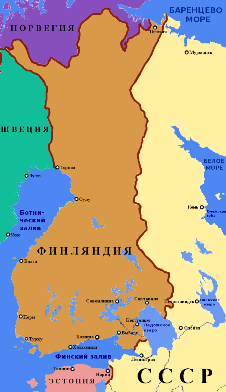 Граница финляндии до 1940 года карта