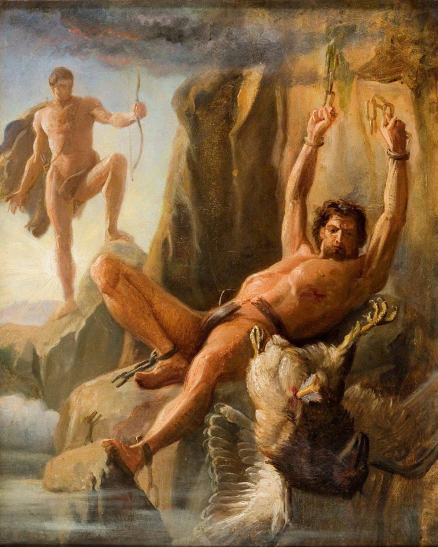 Кто был первый бог. Геракл освобождает Прометея. Прометей Бог.