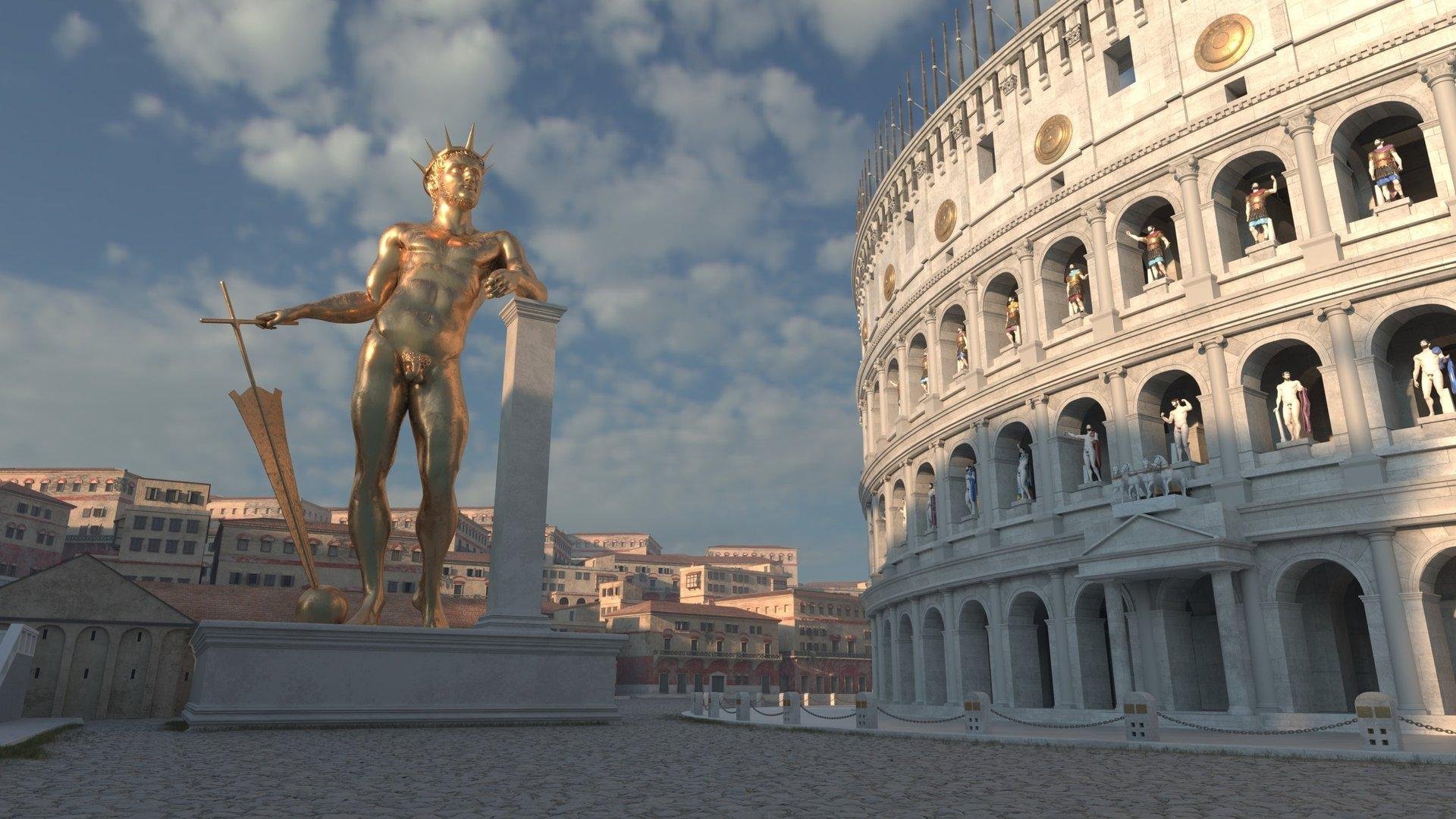 Древний свет рим. Статуя Нерона в Риме. Статуя Нерона у Колизея. Статуя Нерона колосс. Колосс Нерона в Риме.