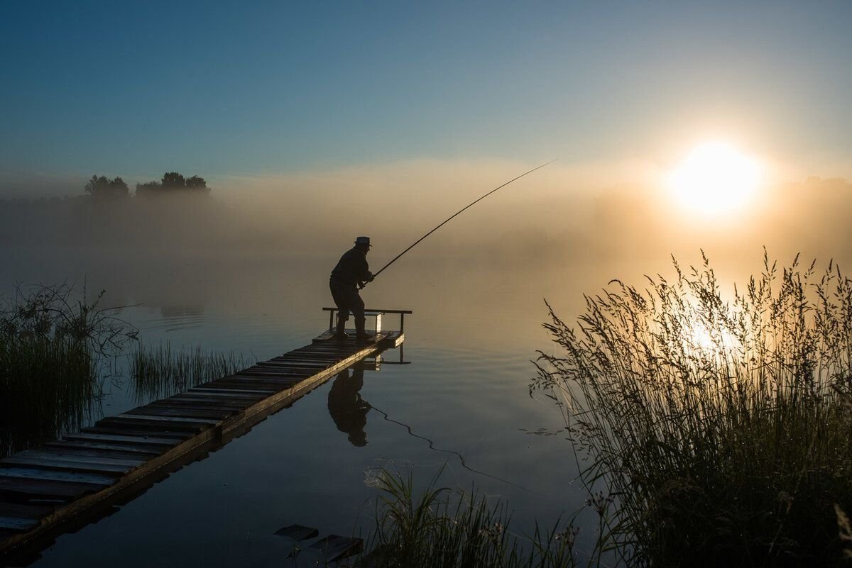 Ловить рыбу ночью. Рыбак на озере. Рыбак на рассвете. Пейзаж с рыбаком. Рыба в озере.