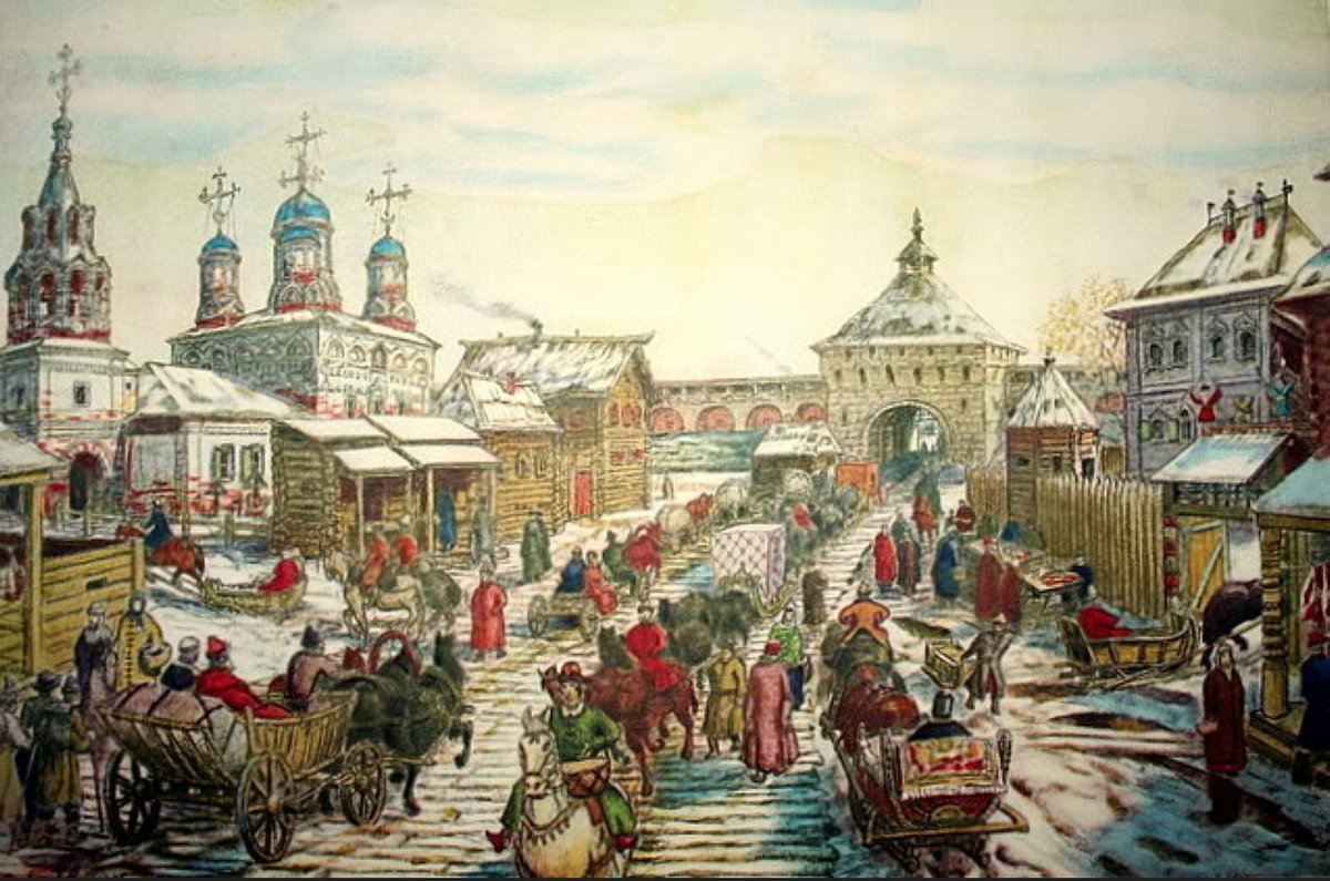Москва в 9 веке. У Мясницких ворот белого города в 17 веке а Васнецов.