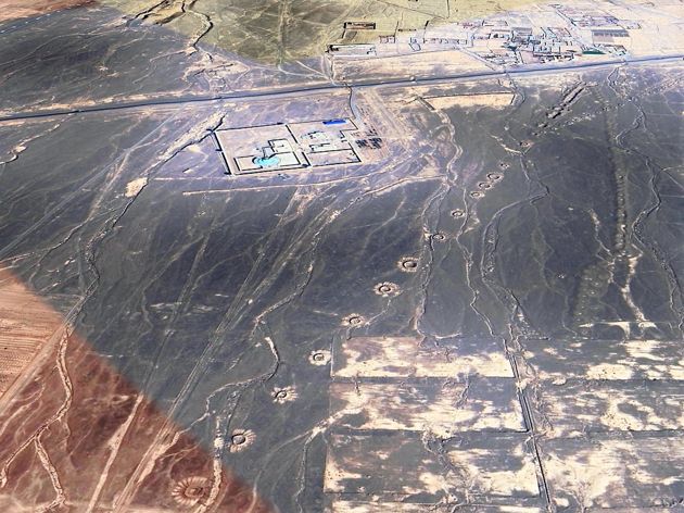 Кяриз около города Гонабад в Иране. Программа Гугл Планета Земля. Скрин с моего компьютера.