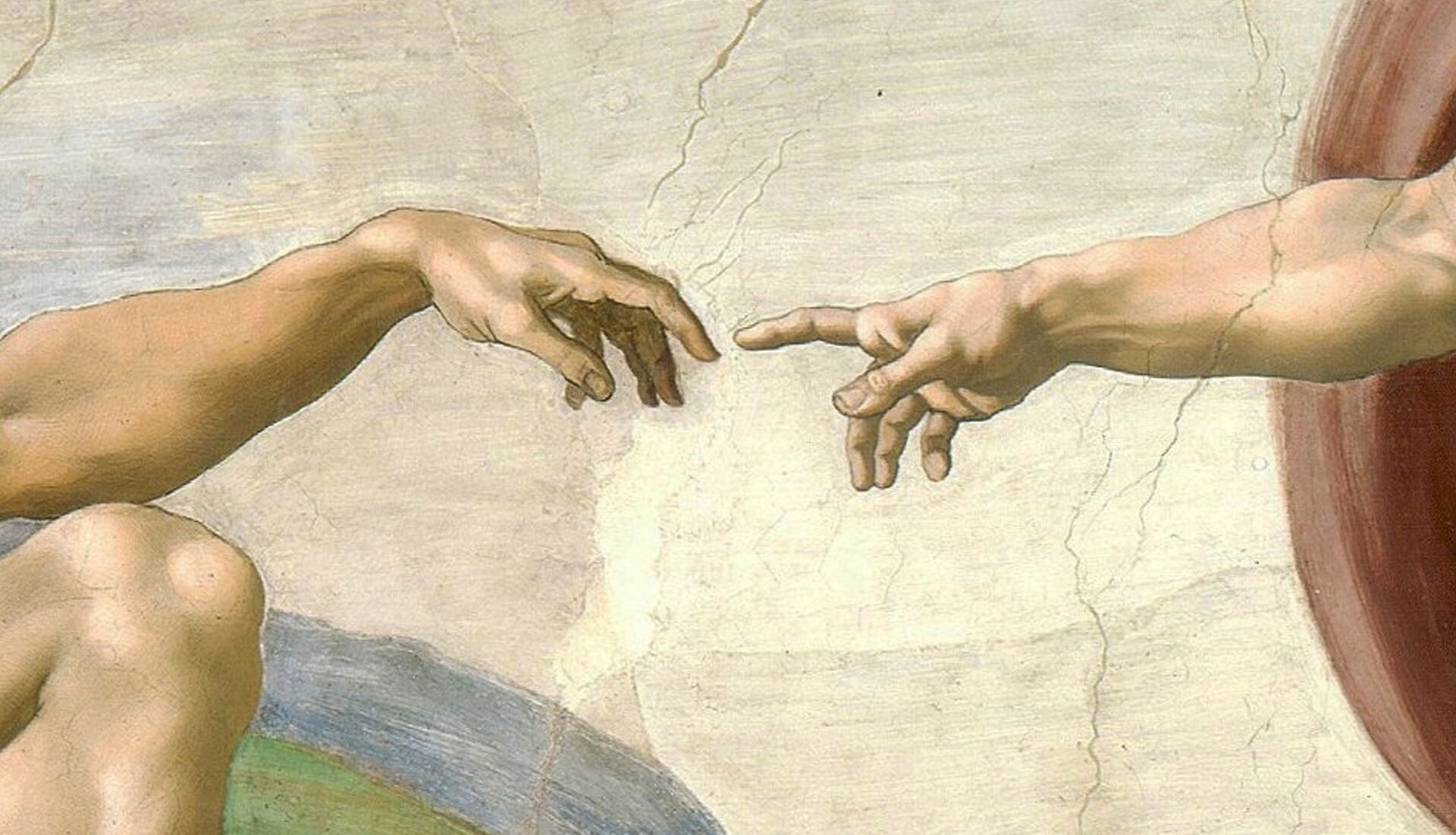 Человек соприкасается с искусством с самого рождения. Микеланджело Сотворение Адама. Картина Микеланджело руки. Сотворение Адама картина Микеланджело.