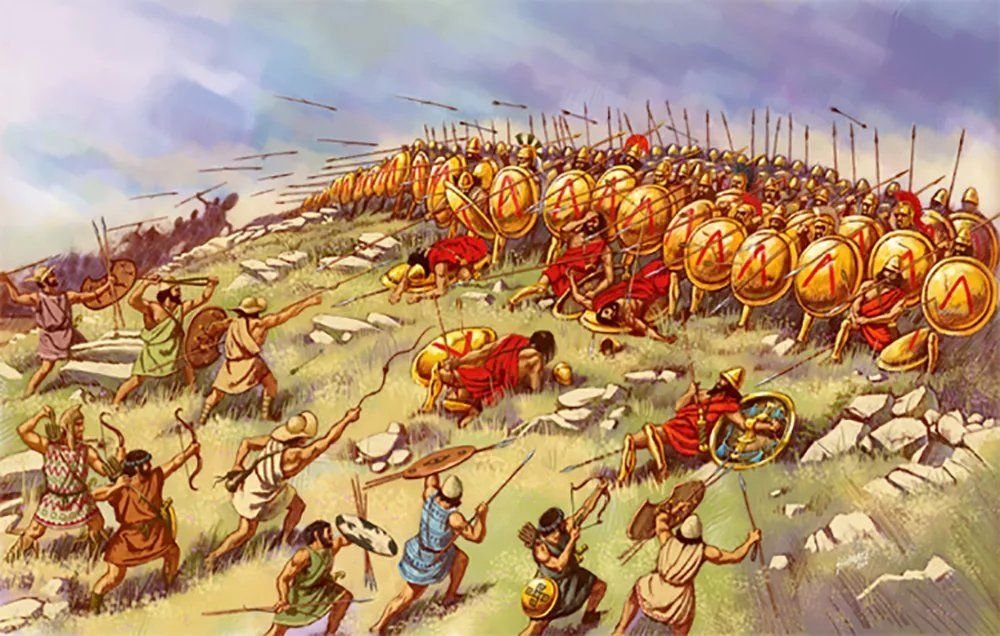 Древний мир сражения. Битва при Платеях в древней Греции. Гоплиты фаланга спартанцы.
