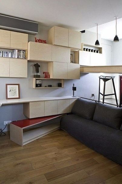 Функциональная комната на 12 м² с мебелью-трансформер и хорошим дизайном