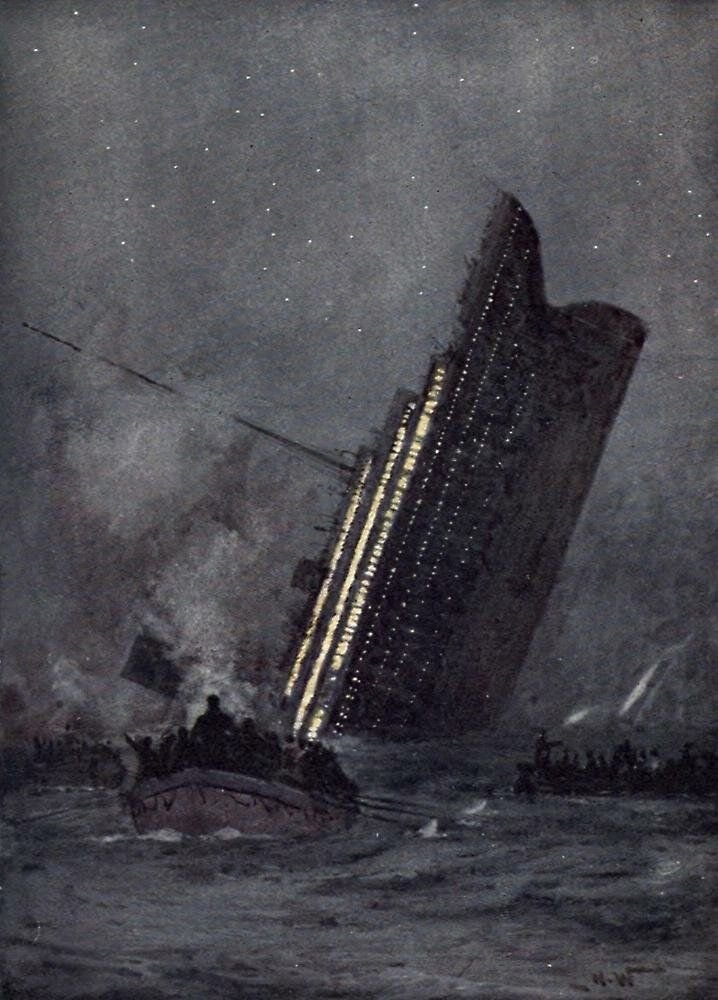 Титаник тонущий корабль тонет. Крушение Титаника 1912. Титаник кораблекрушение 1912. Титаник затонул в 1912. Титаник 1912 момент кораблекрушения.