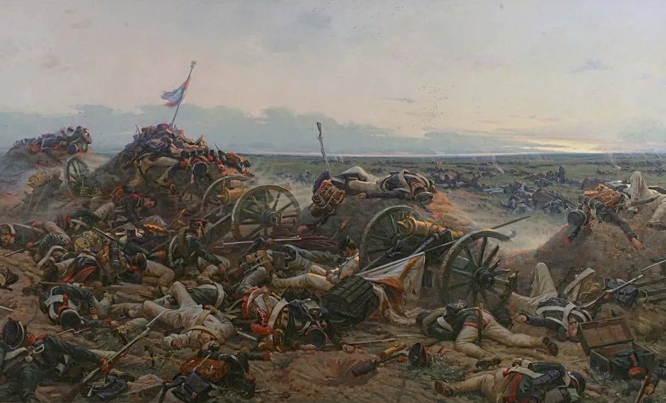 Первый после павшего. Батарея Раевского 1812. Бородинское поле после битвы. Бородинское сражение после битвы. Поле Бородино после битвы.