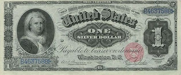 Серебряная долларовая банкнота Марты Вашингтон, 1886 г. фото: Public Domain / Wikimedia Commons