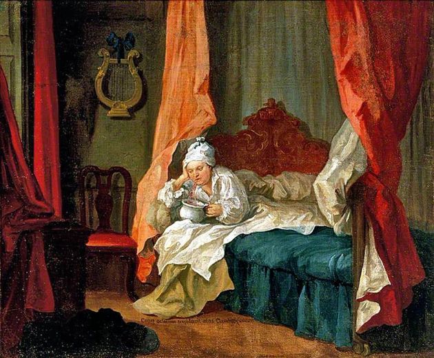 Уильям Хогарт (Англия). Мистер Шутц в своей постели. 1750-е гг. Лондон, Галерея Тейт. Общественное достояние
