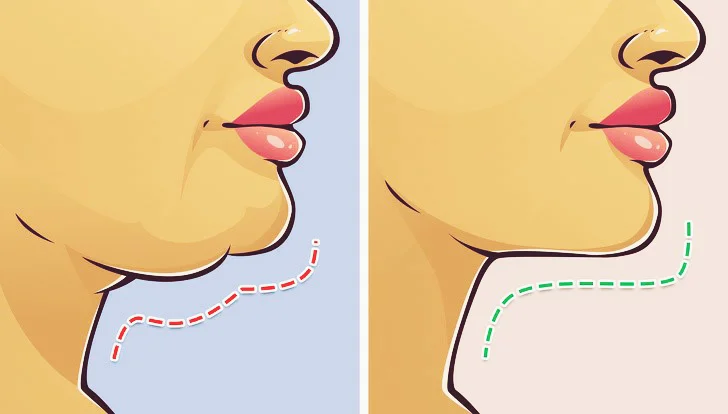 Убираем второй подбородок, помогаем сделать себе четкий овал лица : практика губы за зубы