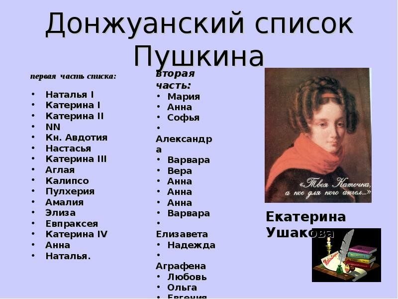У пушкина было 113 девушек