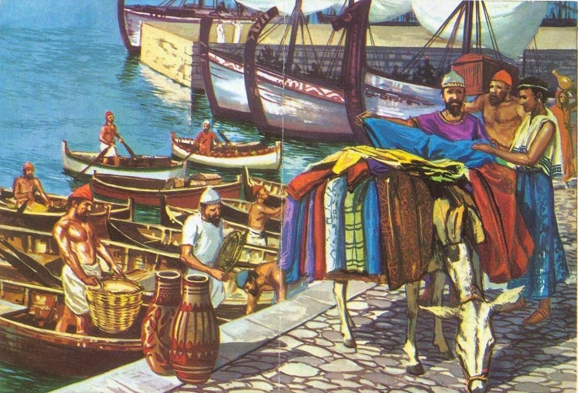 Н э в экономике. Финикийцы Карфаген. Древняя Финикия иллюстрации. Торговля в древней Финикии. Финикия торговцы.