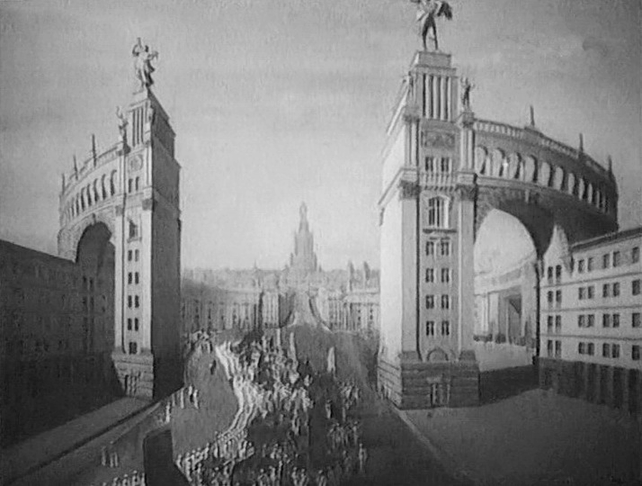 Кадр из фильма «Новая Москва» (1938). Скриншот.