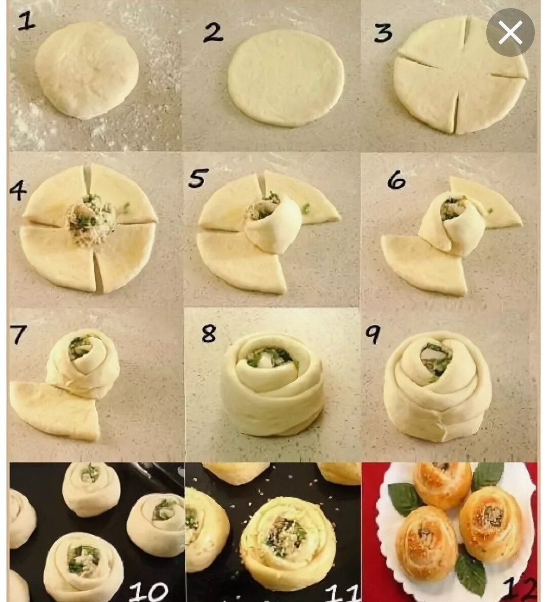 Как скрутить из теста булочки