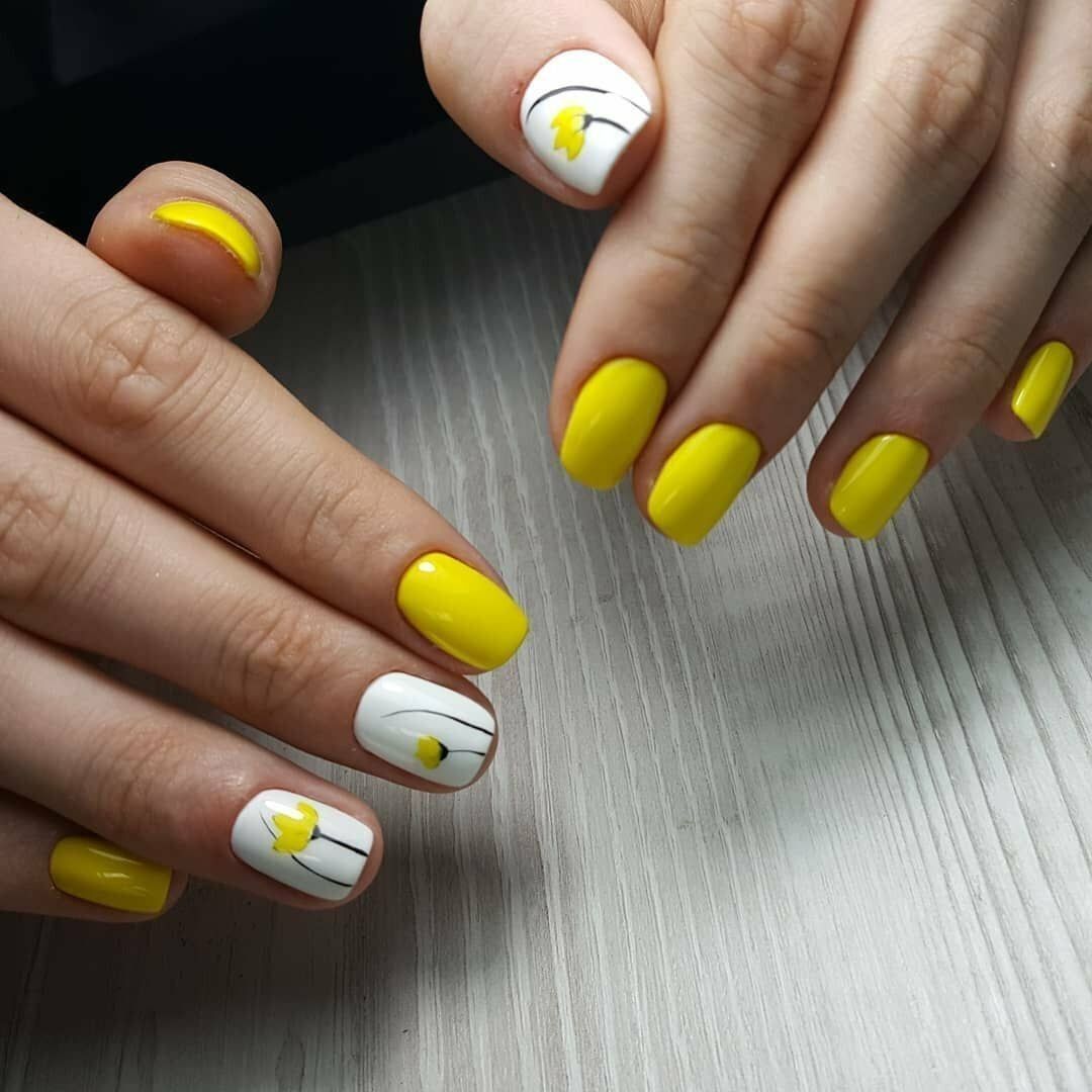 Модный желтый маникюр Модный желтый маникюр